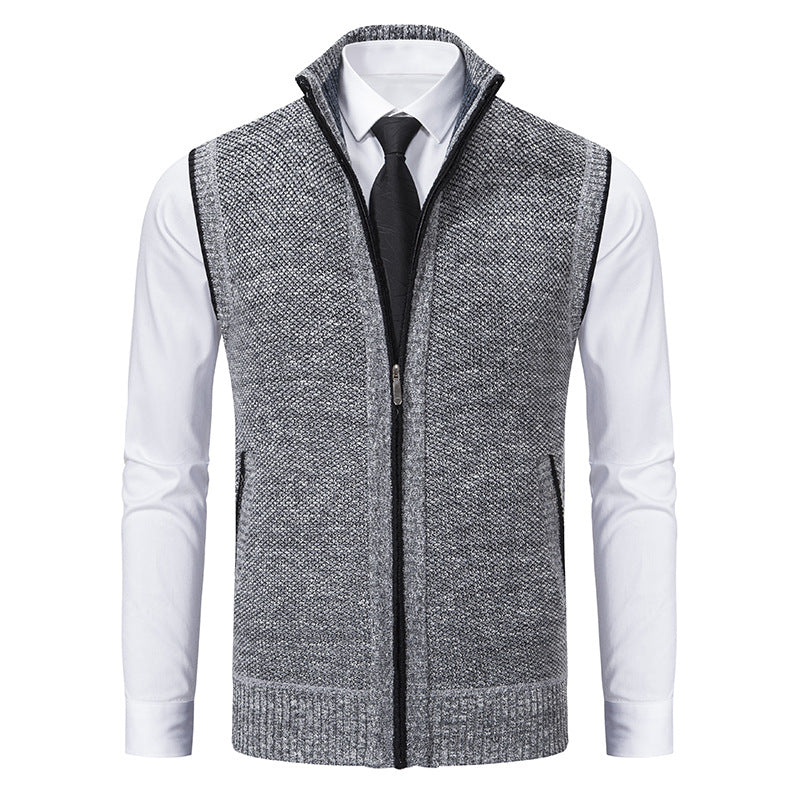 Herren nan elegante Strickweste mit Stehkragen und verdecktem Reißverschluss Drune