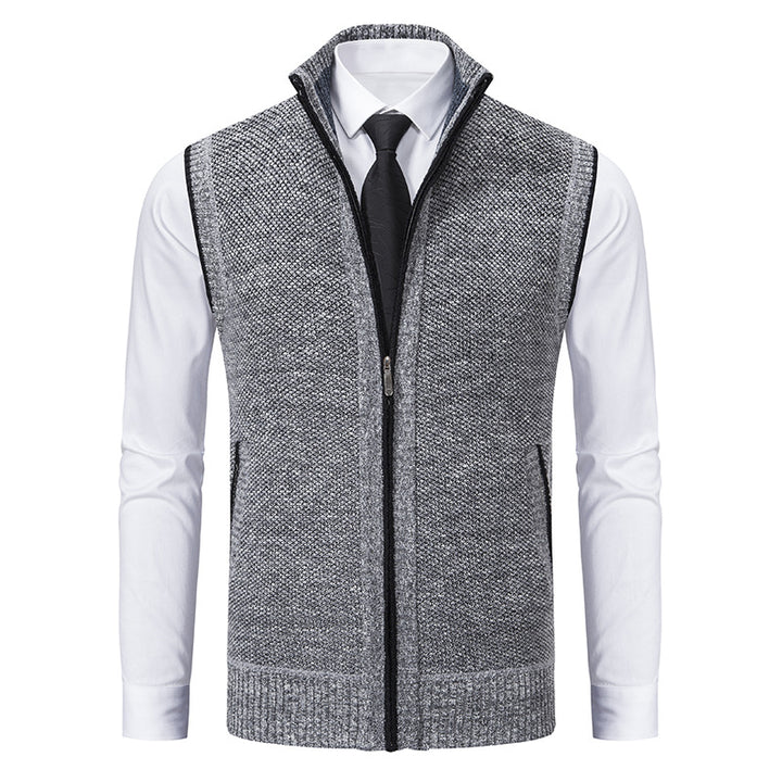 Herren nan elegante Strickweste mit Stehkragen und verdecktem Reißverschluss Drune