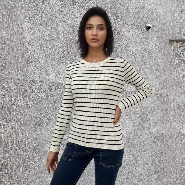 Damen Langarmshirt mit feinen Streifen und weitem Schnitt Drune