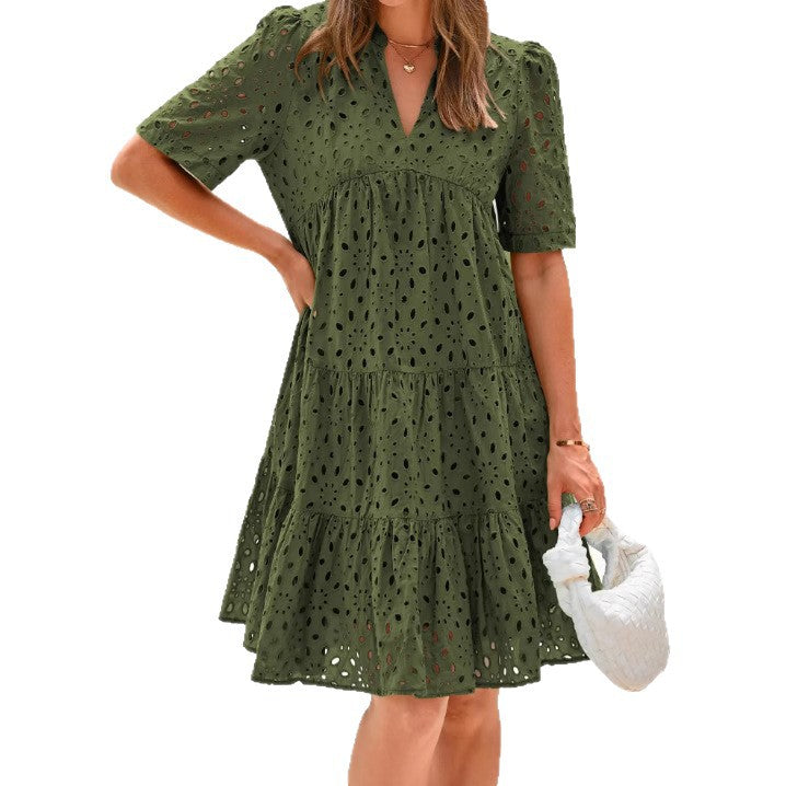 Damen Sommerkleid mit Luftigen Lochmuster Von Drune