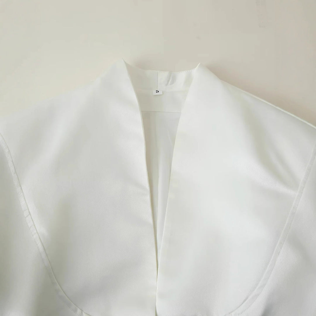 Damen elegante Blazerjacke mit modischem Stehkragen und dekorativen Knopfdetails Drune