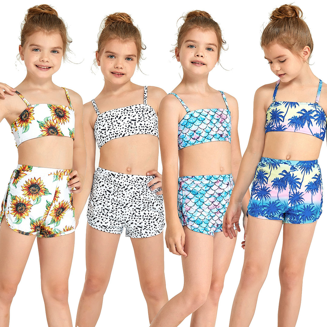 Mädchen Bikini-Set mit modischem Crop-Oberteil und hoch geschnittenen Shorts Drune