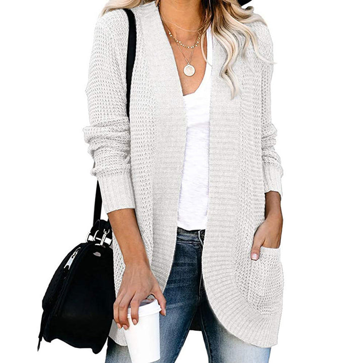 Damen Strickjacke mit offenen Vorderseite und Taschen Drune