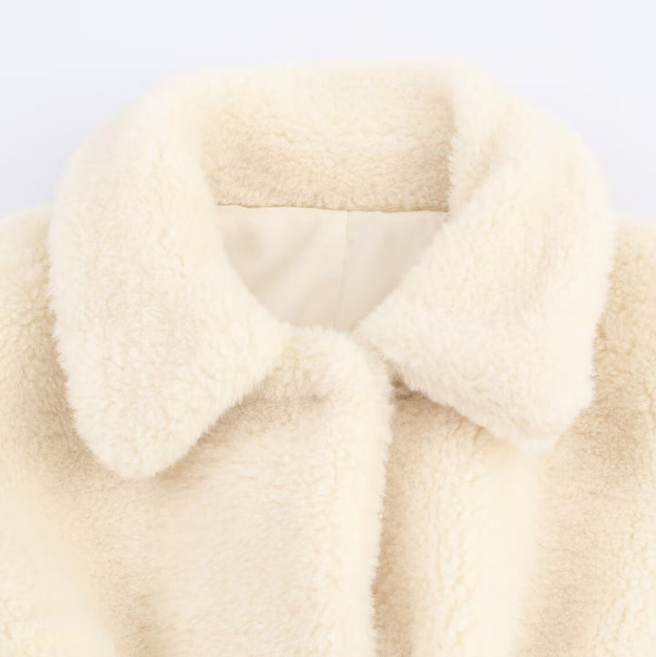 Damen Teddyfelljacke mit Gürtel und weichem Innenfutter Drune