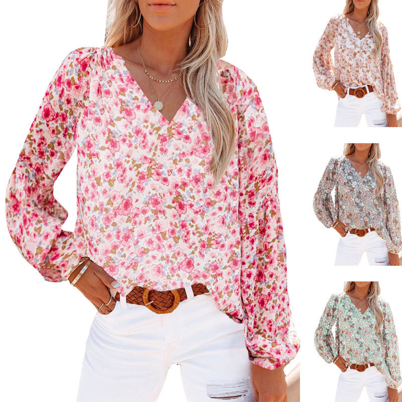 Damen Blusenshirt mit floralem Muster und lockerer Passform Drune