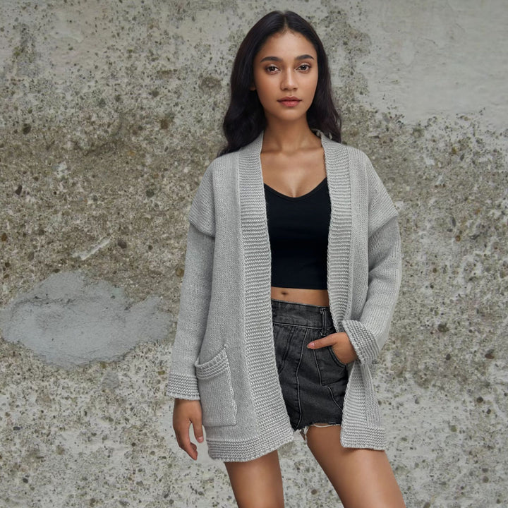 Damen Strickjacke mit großen Taschen und lässigem Schnitt Drune