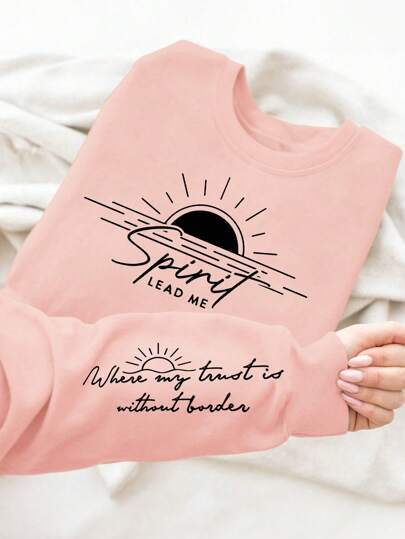 Damen Sweatshirt mit inspirierendem Druck und weich fließendem Stoff Drune