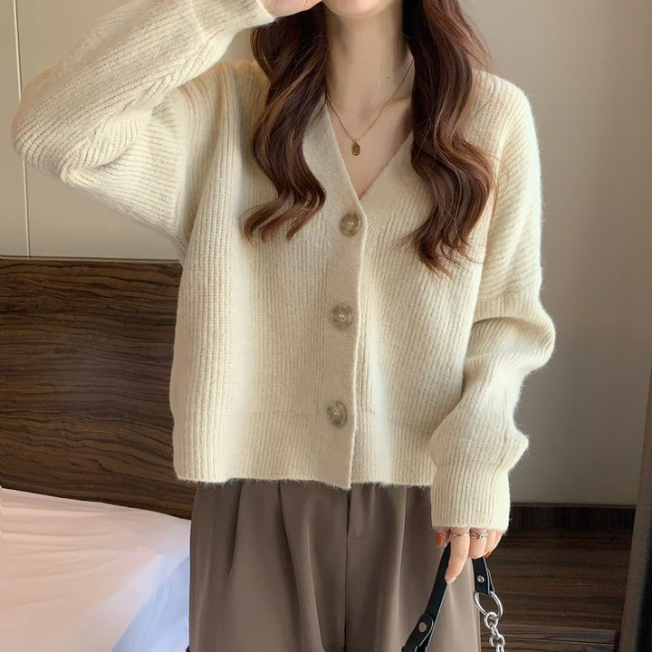 Damen Komfortabler Strickcardigan mit Knopfdetails und feiner Struktur Drune