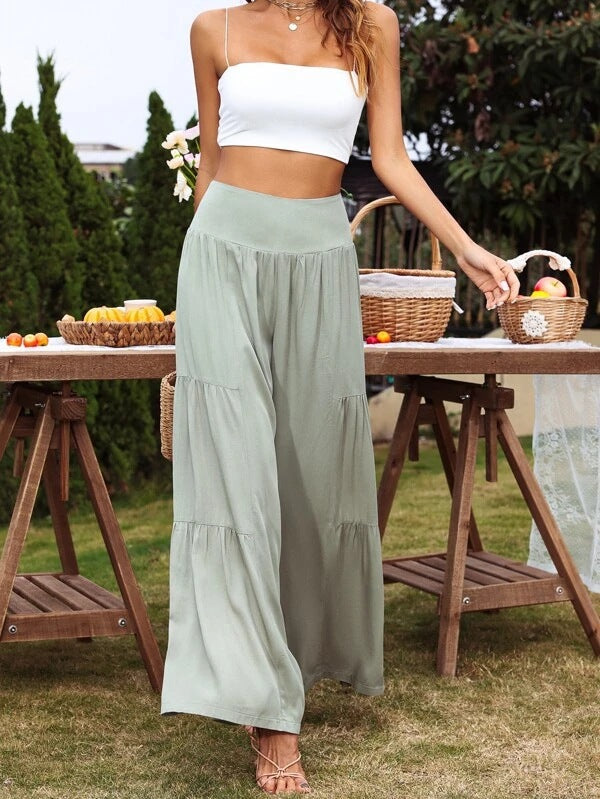 Damen Weite Sommerhose mit luftiger Schnittführung und elastischem Bund Drune