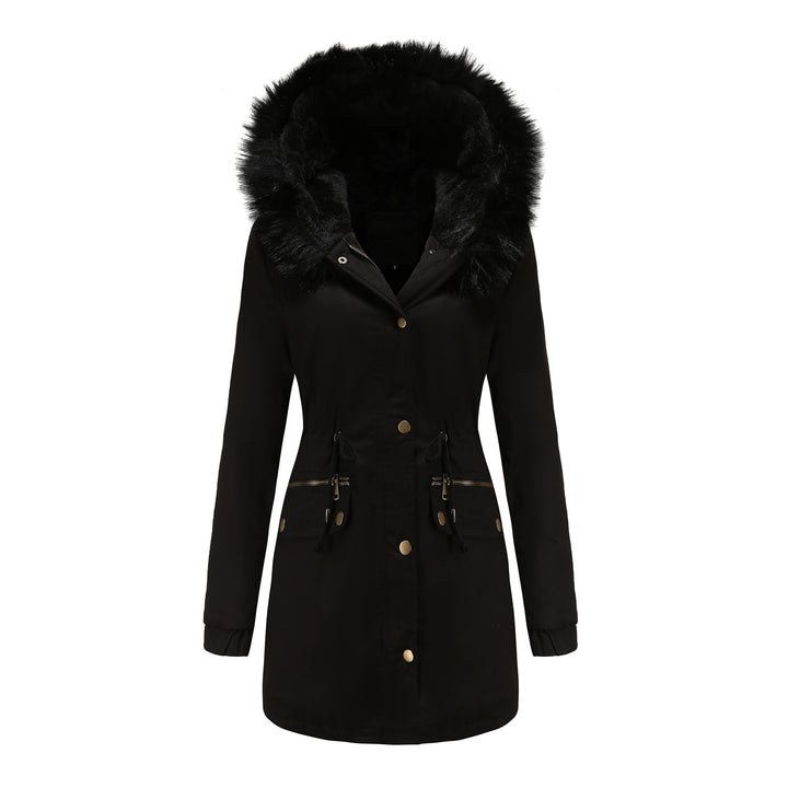 Damen isolierte Parka-Jacke mit abnehmbarem Kunstfellkragen und verstellbarem Taillenzug Drune