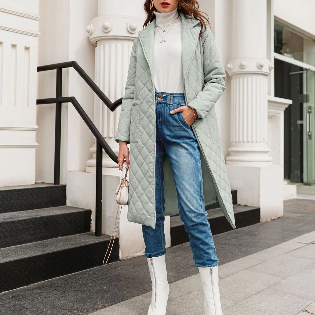 Damen gesteppter Wintermantel mit elegantem Gürtel Drune