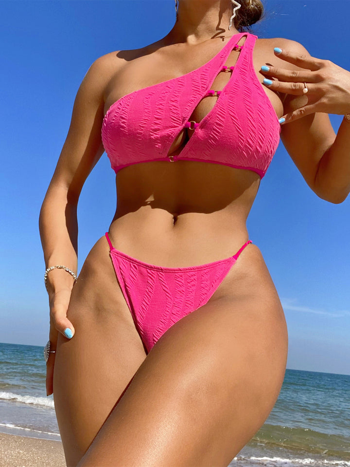 Damen Asymmetrischer Bikini mit trendigen Schnallen Drune