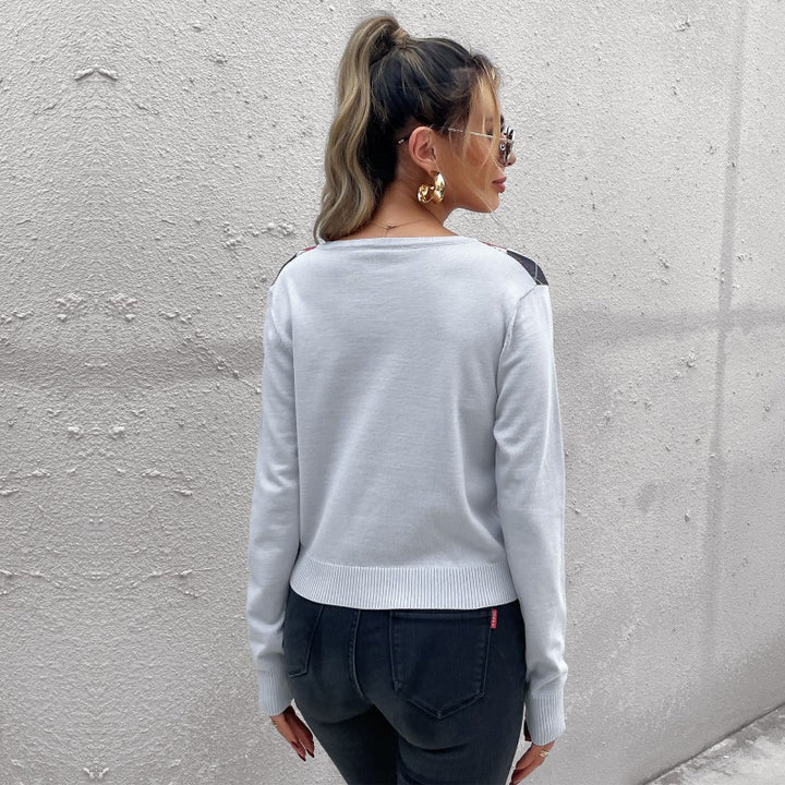 Damen modischer Strickcardigan mit Rautenmuster und Knöpfen Drune