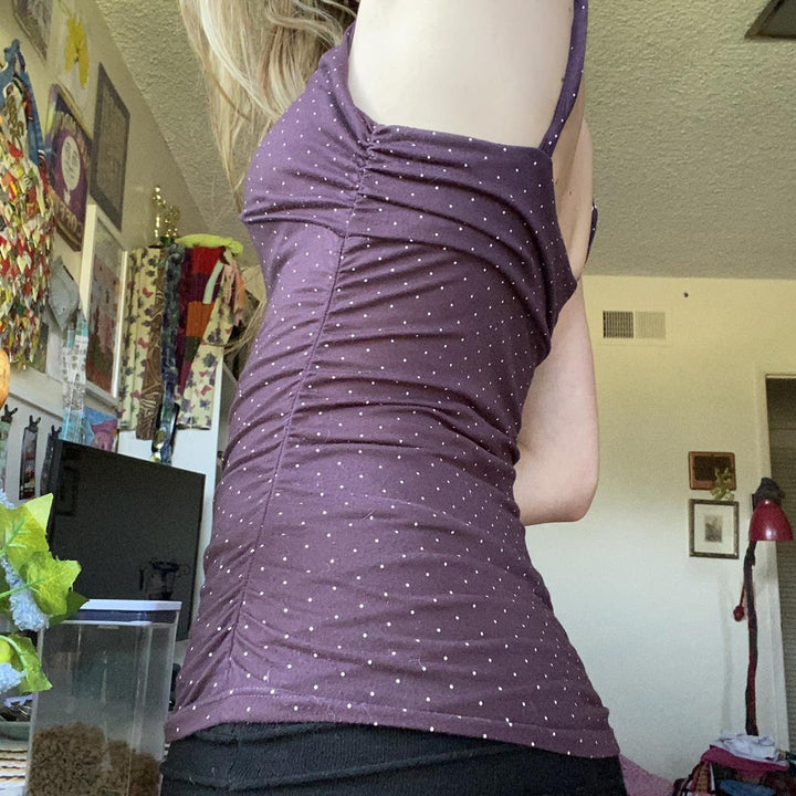 Damen Spaghetti-Trägertop mit elegantem Wickeldesign und Polka-Dots Drune