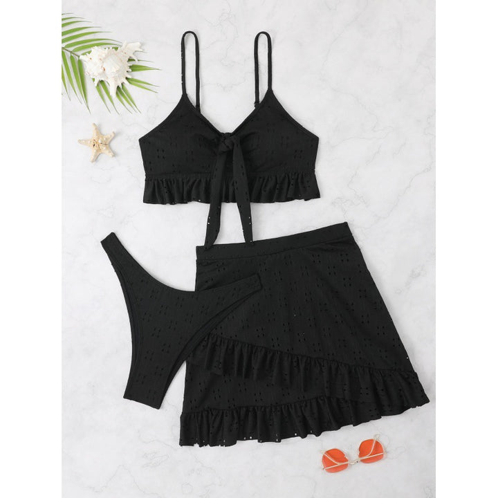 Damen Bikini-Set mit Oberteil und rüschigem Rock Drune