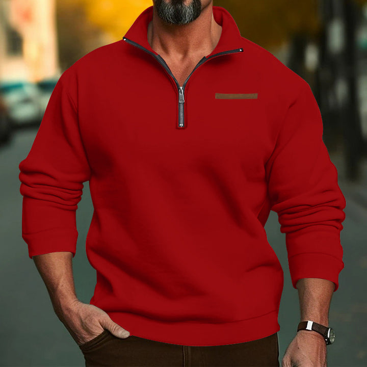 Herren sportlicher Pullover mit halbem Reißverschluss und hochwertigem Stoff Drune