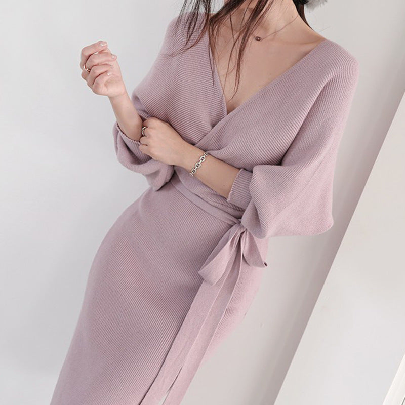 Damen Wickelkleid aus weichem Strick Drune