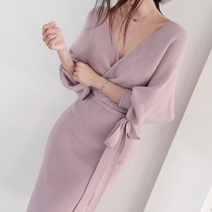 Damen Wickelkleid aus weichem Strick Drune
