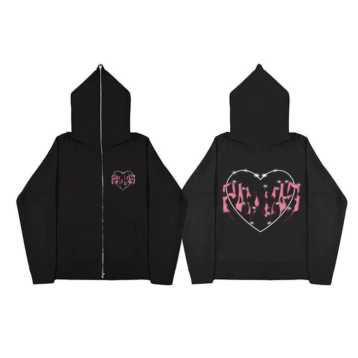 Damen Kapuzenjacke mit einzigartigem Herzdesign und durchgehendem Reißverschluss Drune