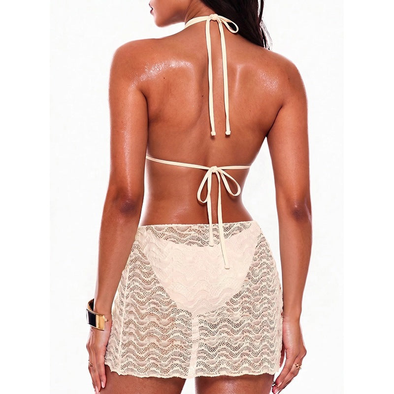 Damen Spitzen-Bikini-Set mit raffiniertem Wickelrock Drune