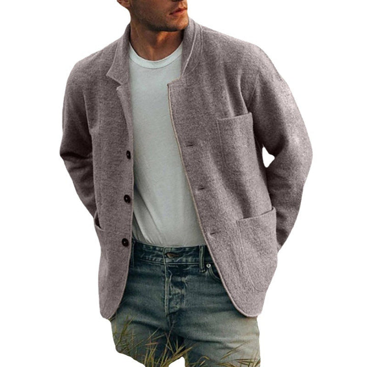 Herren lässige Strickjacke mit aufgesetzten Taschen und modernem Schnitt Drune
