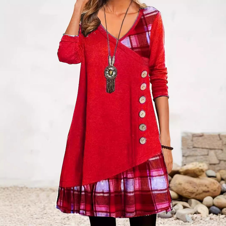 Drune | Klassischer Look Karierte Langarmkleid