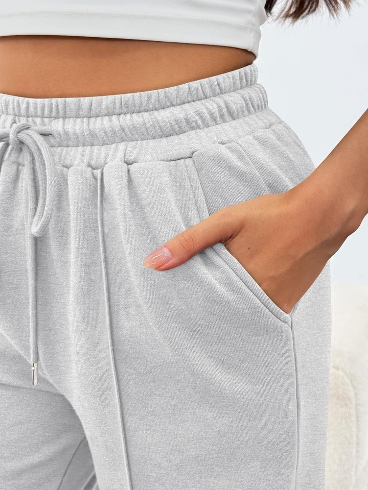 Damen nan komfortable High-Waist Jogginghose mit Kordelzug und tiefen Eingrifftaschen Drune