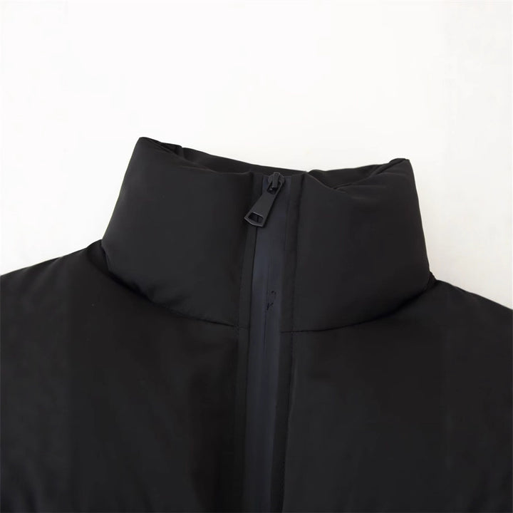 Damen modische cropped Steppjacke mit hohem Kragen und verstellbarem Saum Drune