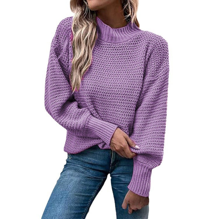 Damen Grobstrickpullover mit hohen Kragen und luftiger Passform Drune