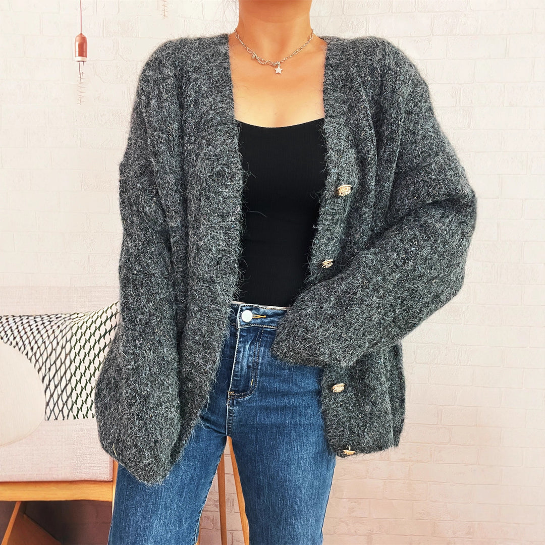 Damen Strickjacke mit luxuriöser Struktur und eleganten Knopfdetails Drune