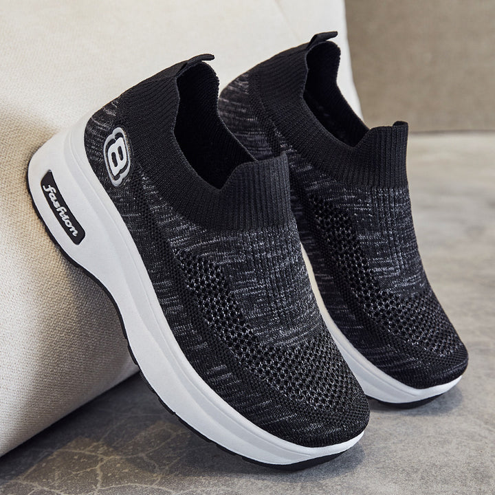 Damen nan atmungsaktive Strick-Sneaker mit Plateau-Sohle und elastischer Sockenkonstruktion Drune