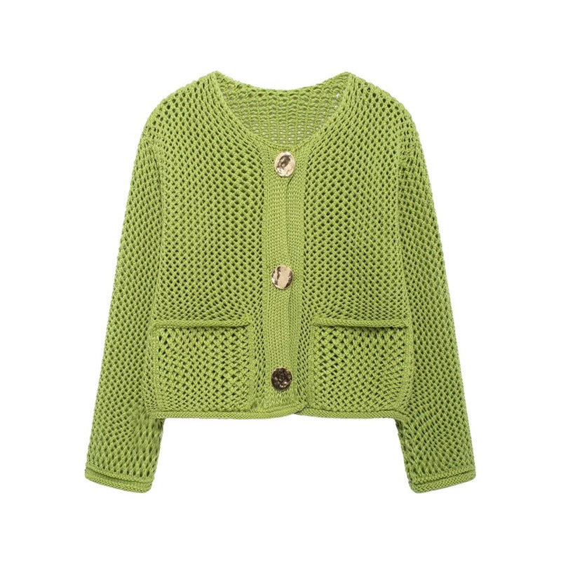 Damen Strickjacke mit offener Maschenstruktur und komfortablen Taschen Drune