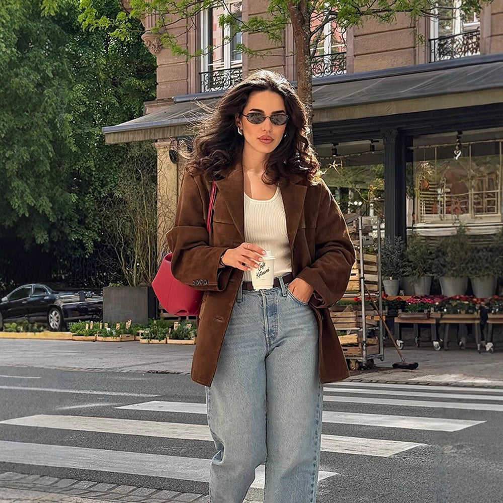 Damen modische Oversized-Samtjacke Drune