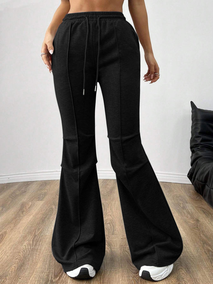 Damen weite Jogginghose mit elastischem Bund und ausgestelltem Bein Drune