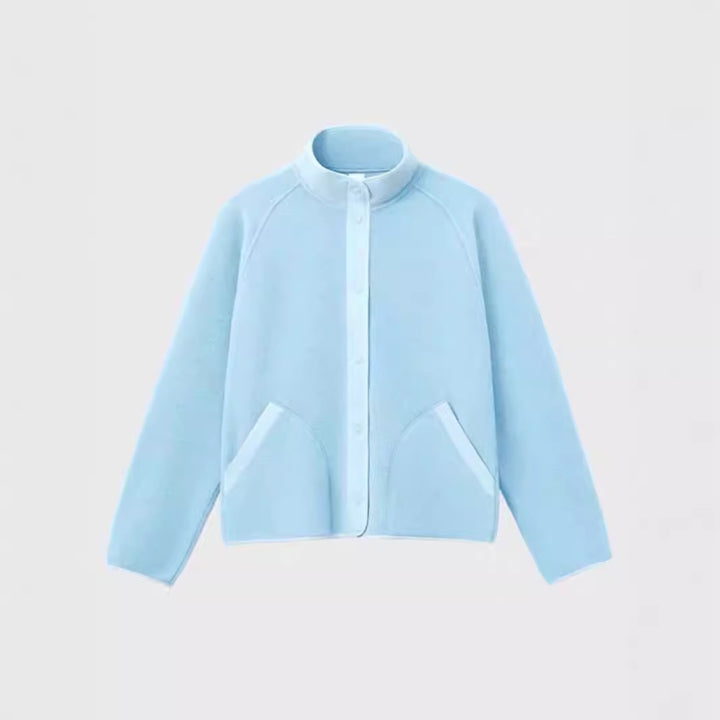 Damen kuschelige Fleece-Jacke mit elastischem Kragen und praktischen Taschen Drune