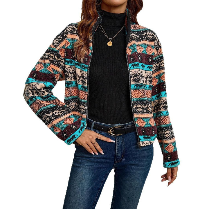Damen Fleecejacke mit geometrischem Muster Drune