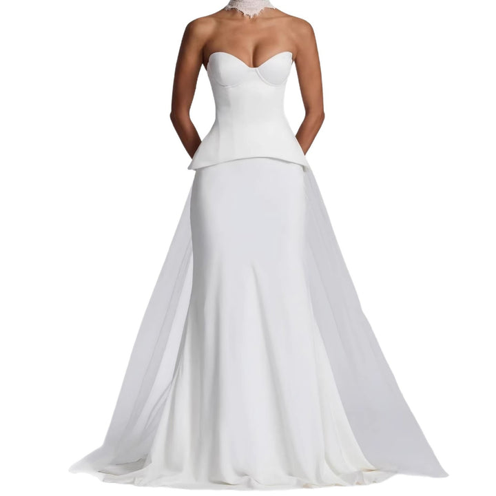 Damen Figurbetontes Brautkleid mit Peplum-Silhouette Drune