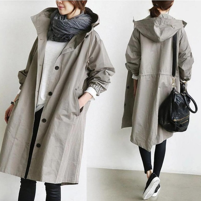 Drune | Damen Oversized Kapuzen-Trenchcoat