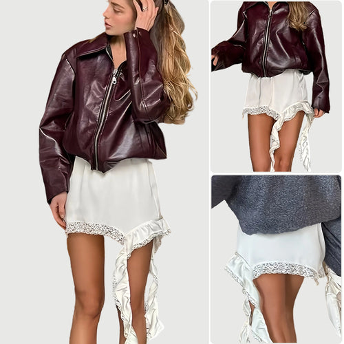 Damen Chiffon Shorts mit eleganter Spitzenkante und schwingendem Design Drune
