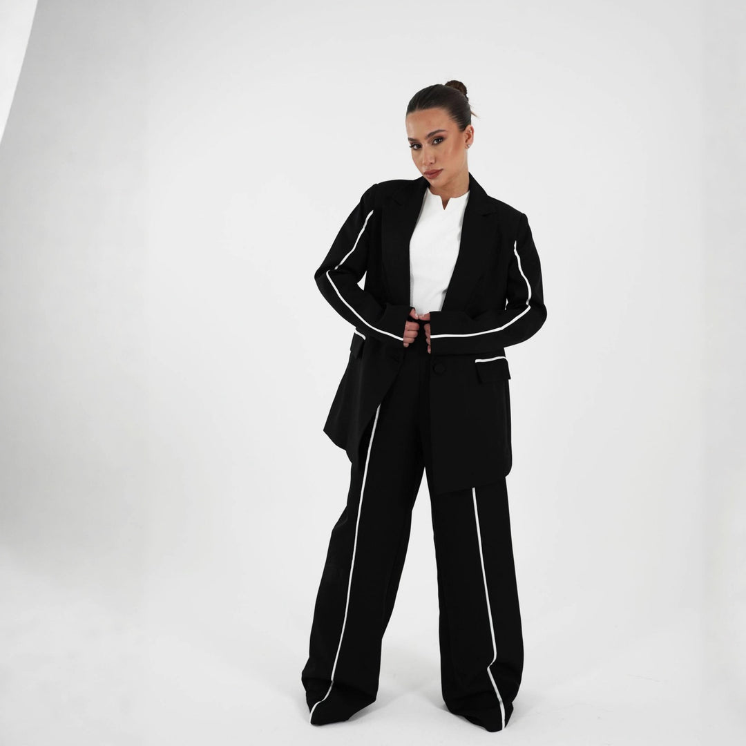 Damen eleganter Blazer mit kontrastierenden Details Drune
