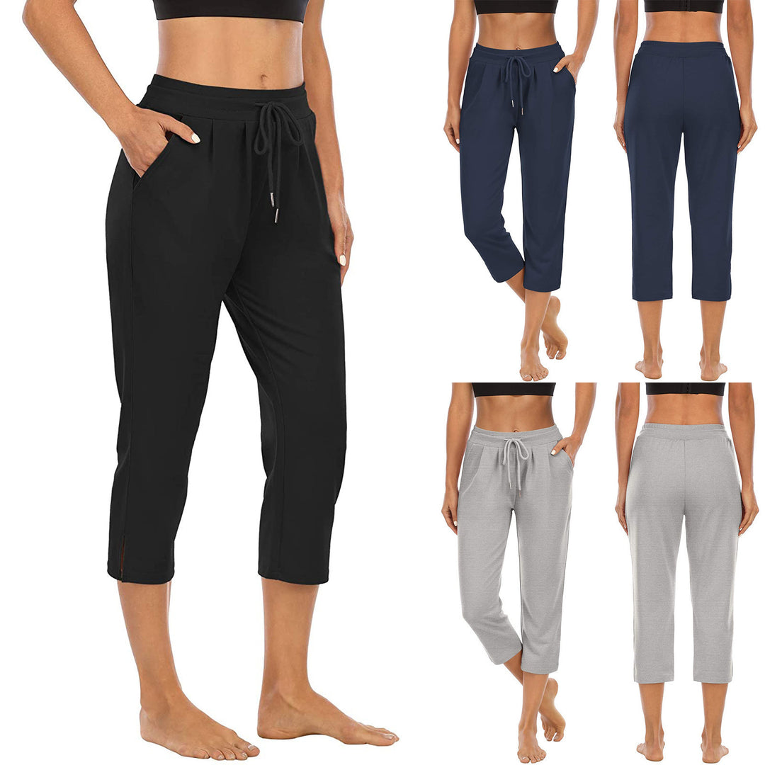 Damen nan komfortable Loungehose mit hohem Bund Tunnelzug Seitentaschen und leichtem Stretch Drune