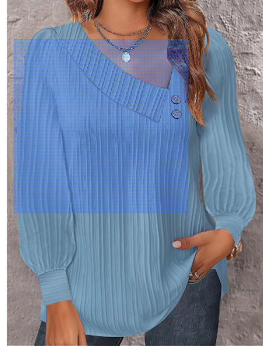 Damen Langarm Bluse mit Raffungen Drune