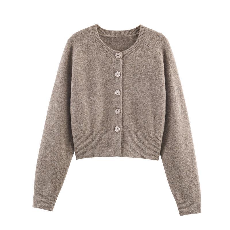 Damen kuschelige Strickjacke mit Knopfverschluss und Raglanärmeln Drune