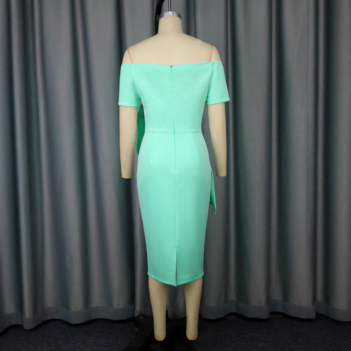 Damen figurbetontes Cocktailkleid mit asymmetrischem Rüschendesign Drune