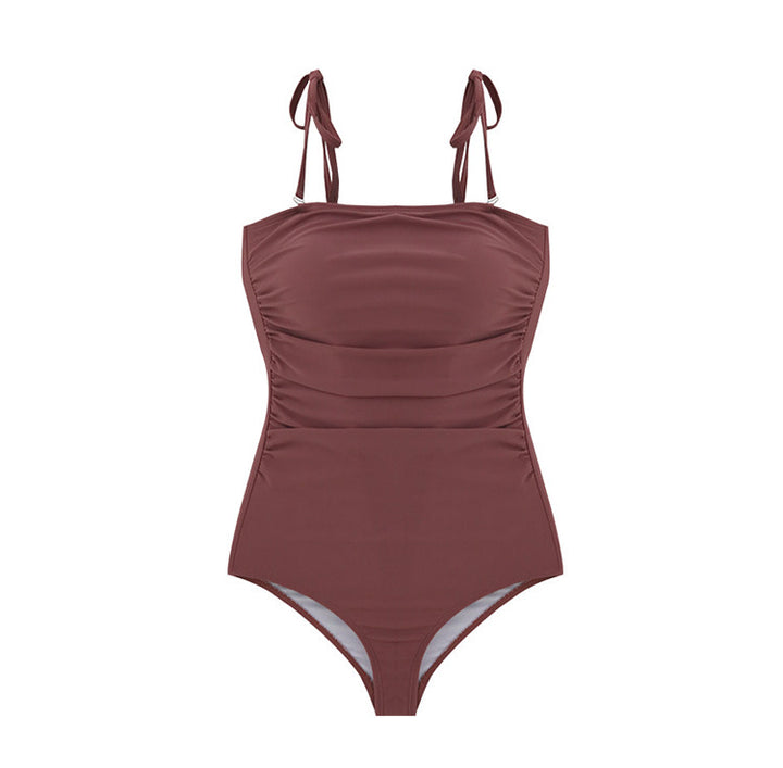 Damen Einteiler Badeanzug mit verstellbaren Trägern und eleganter Raffung Drune