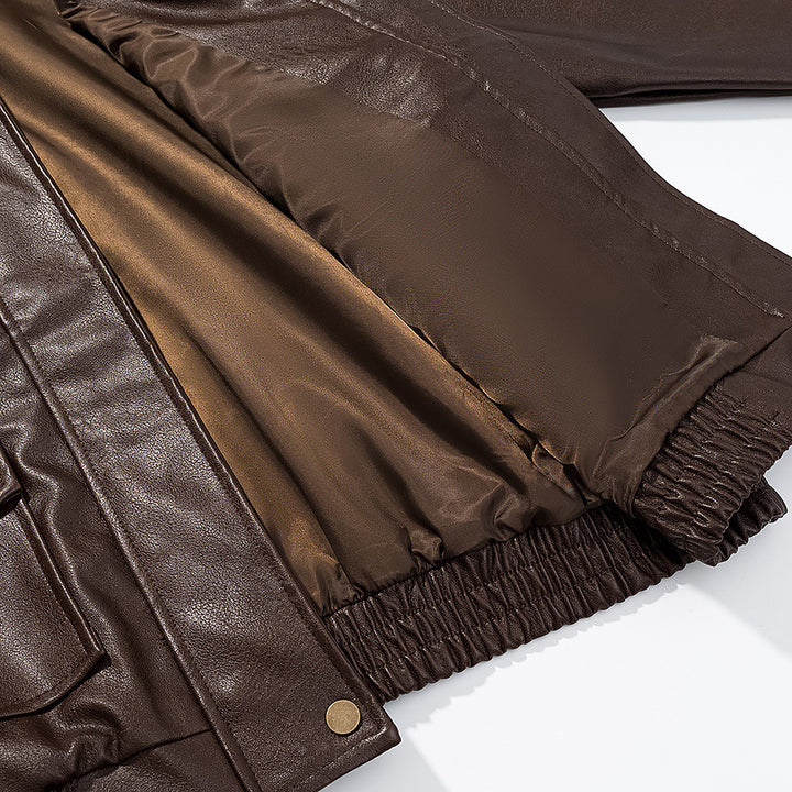 Damen Lederjacke mit praktischen Taschen und elastischem Bund Drune