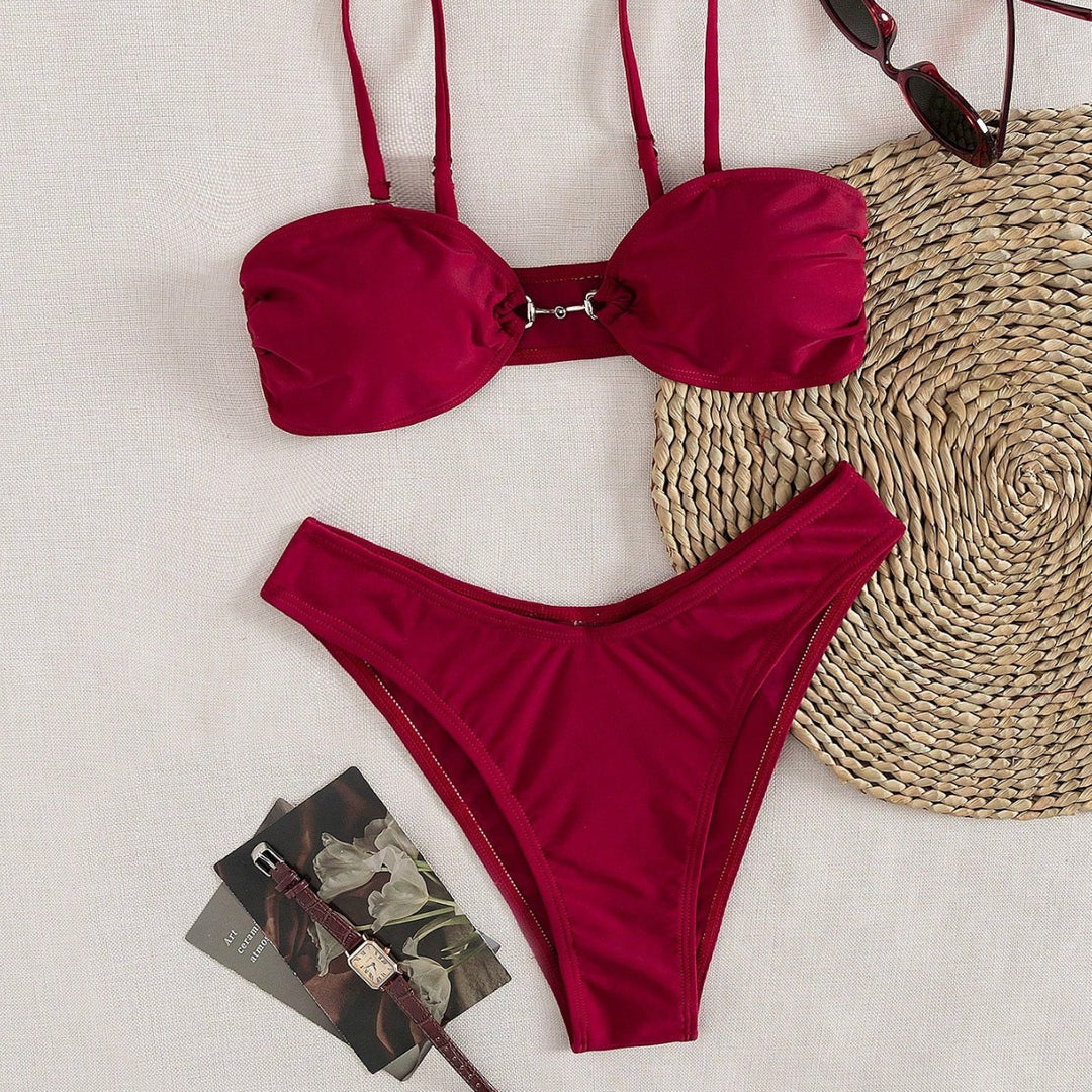 Damen Bandeau-Bikini mit modischem Schnitt und verstellbaren Trägern Drune