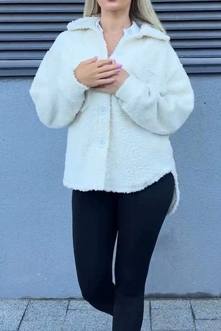 Damen lässige Fleecejacke mit praktischen Taschen und Knopfdetails Drune
