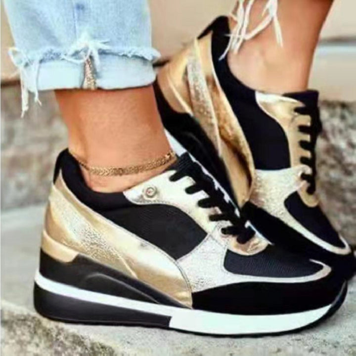 Damen Modische Sneaker mit edlem Metallic-Detail und sportlicher Sohle Drune