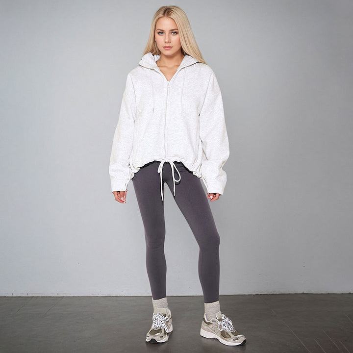 Damen Oversized Kapuzenpullover mit Kordelzug und seitlichen Taschen Drune